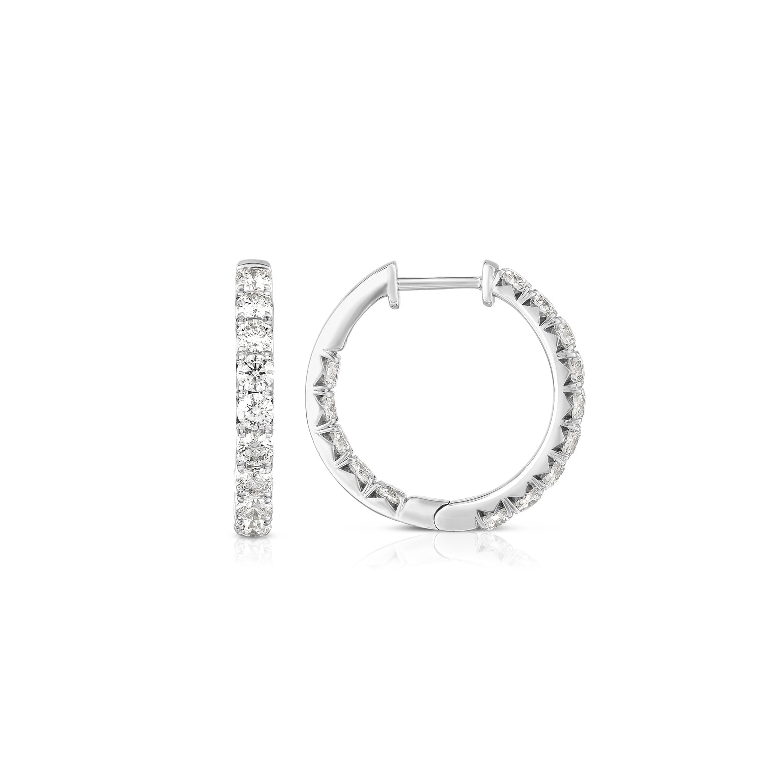 Sabel Collection 14K White Gold Inside Out Round Diamond Hoop Earrings